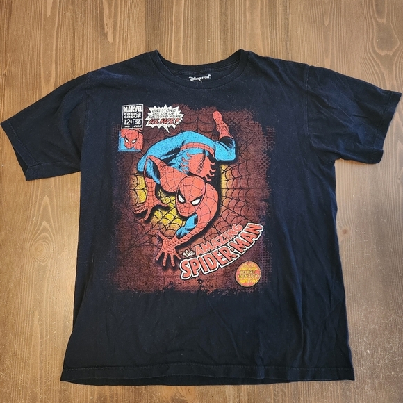 Disney Store The Amazing Spiderman T Shirt Black 100% Cotton Graphic T Mens L - Picture 1 of 11